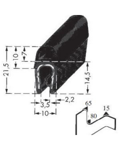Kantafwerkprofiel - plaatdikte: 1-4 mm BxH: 10x21.5 mm zwart