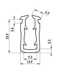 Rubber U profiel voor glas montage