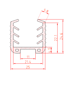 Rubber U-profiel 25x24.6 mm