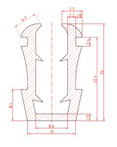 Rubber U-profiel 13x26 mm