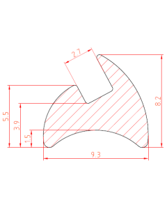Beglazingsrubber 8.2x8.2 mm