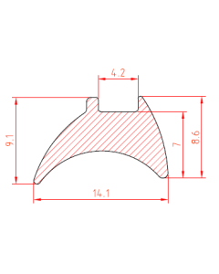 Beglazingsrubber 14.1x8.6 mm