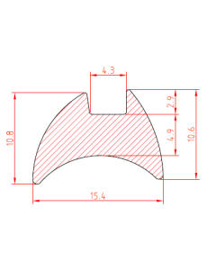 Beglazingsrubber 15.4x10.6 mm