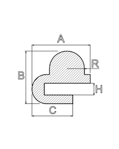 Siliconen rubber afsluitprofiel 25-15-5