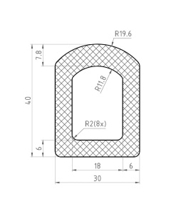 Siliconen rubber afdichtings profiel 30-40