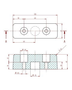 Rubber bumpers maattekening Technirub