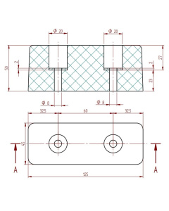 Rubber bumpers maattekening Technirub