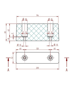Rubber bumpers maattekening Technirub