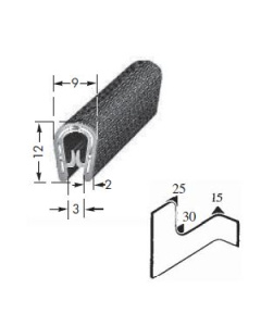 Kantafwerkprofiel - plaatdikte: 1-3 mm BxH: 9x12 mm zwart