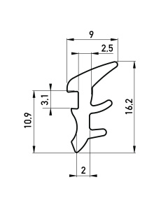 rubber inrolprofiel