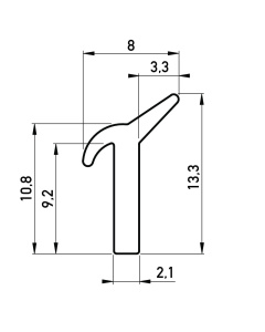 Kozijnrubber profiel 9.5x16.5 mm