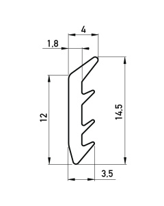 Kozijnrubber profiel 5x14.2 mm