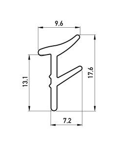 Kozijnrubber profiel 9.6x17.6 mm