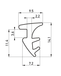 Kozijnrubber profiel 9.5x14.1 mm