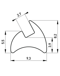 Beglazingsrubber 8.2x8.2 mm
