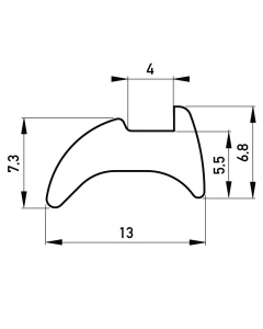Beglazingsrubber 13x7.5 mm