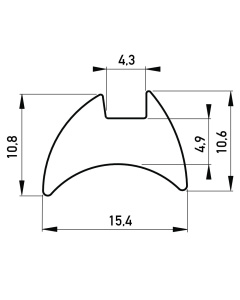 Beglazingsrubber 15.4x10.6 mm