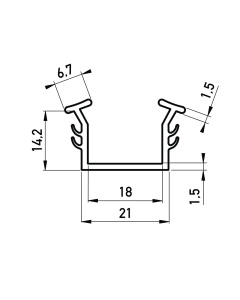 Rubber U-profiel 21x14.2 mm