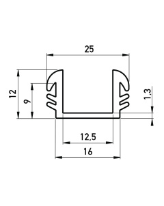 Rubber U-profiel 16x12 mm
