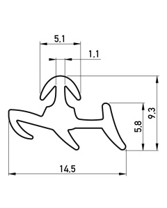 Rubber kozijn/deurafdichting 14.5x9.2 mm