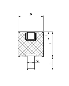 Trillingsdemper - Type B 20x20 M6x18 RVS A2